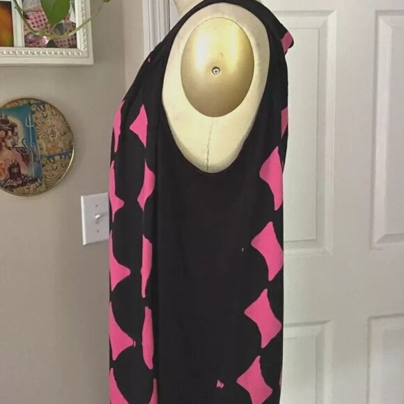 WORTHINGTON Pink Harlequin Abstract Draped smocked Camisole Tank shirt *SIZE XL* - Picture 3 of 5